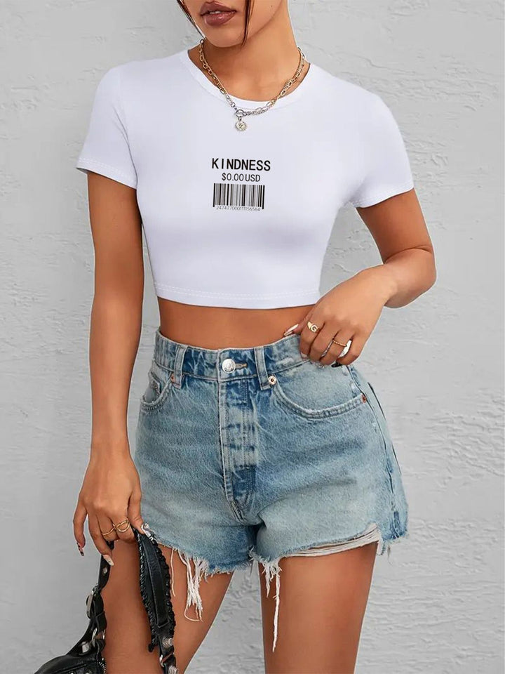 Damen Crop-T-Shirt mit auffälligem Statement-Print Echo Archiv 1777452337