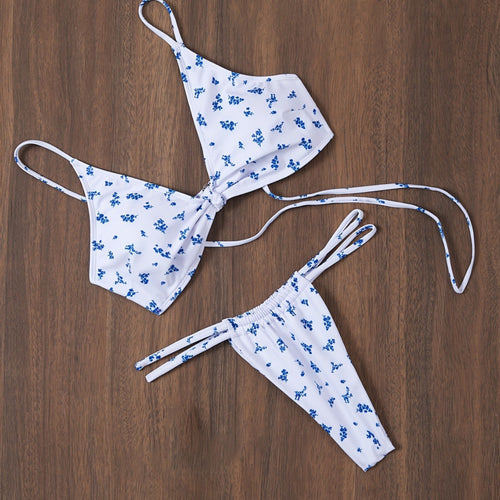 Damen Triangel-Bikini mit blumigem Muster und anpassbarem Bindesystem Echo Archiv