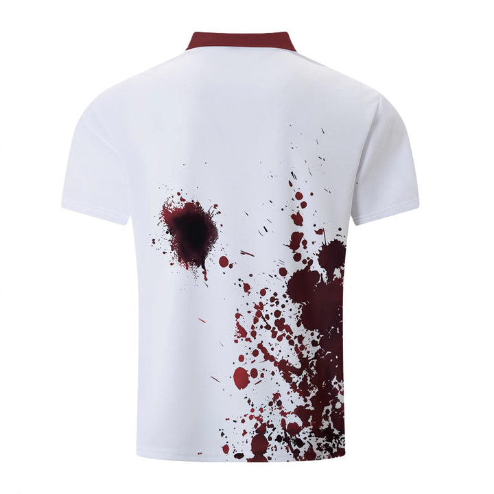 Herren Poloshirt mit künstlerischem Blutfleck-Design Echoarchiv