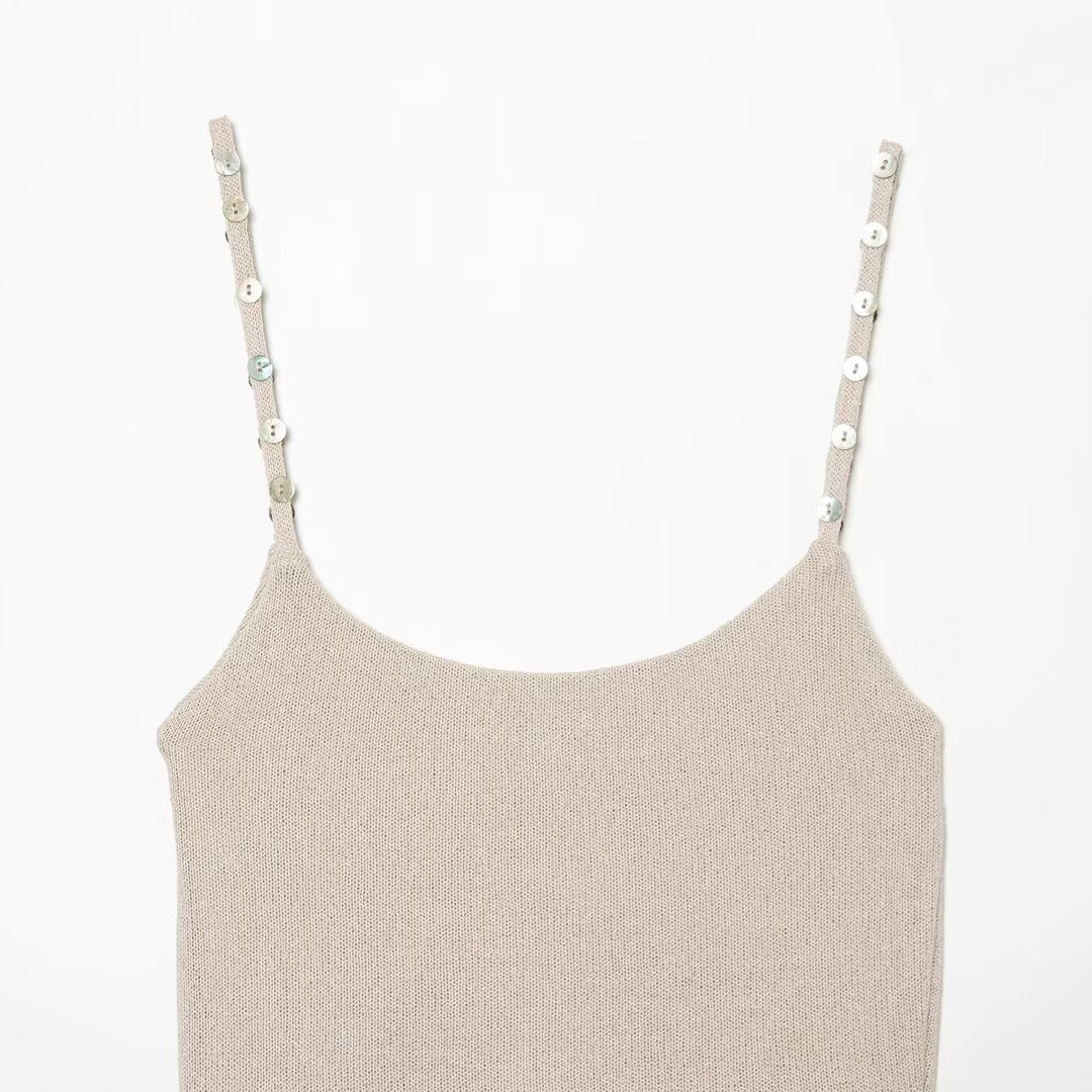 Damen Trägershirt mit feiner Struktur und dekorativen Knöpfen Echo Archiv