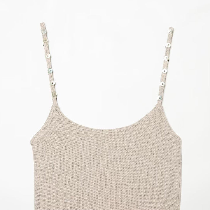 Damen Trägershirt mit feiner Struktur und dekorativen Knöpfen Echo Archiv