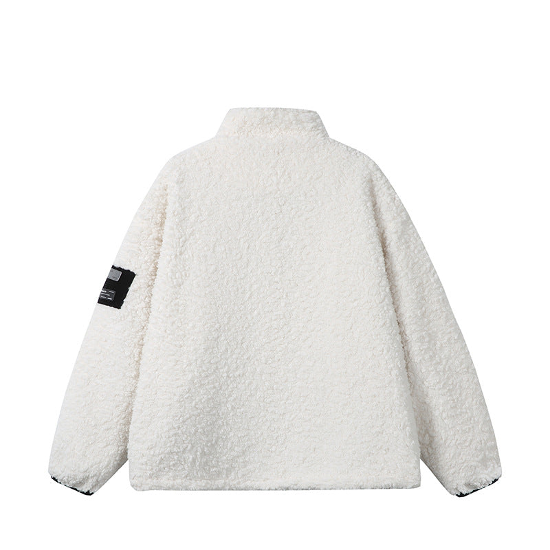 Unisex Teddy‑Fleece Jacke mit Stehkragen, hoher Wärme und kontrastierender Reißverschluss Echoarchiv