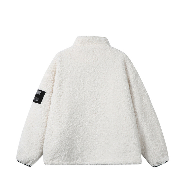 Unisex Teddy‑Fleece Jacke mit Stehkragen, hoher Wärme und kontrastierender Reißverschluss Echoarchiv