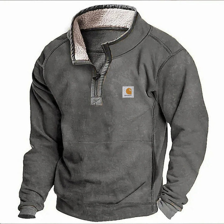 Herren Sherpa-Fleece-Pullover mit Halbzipper und Kontrastbesatz Echoarchiv