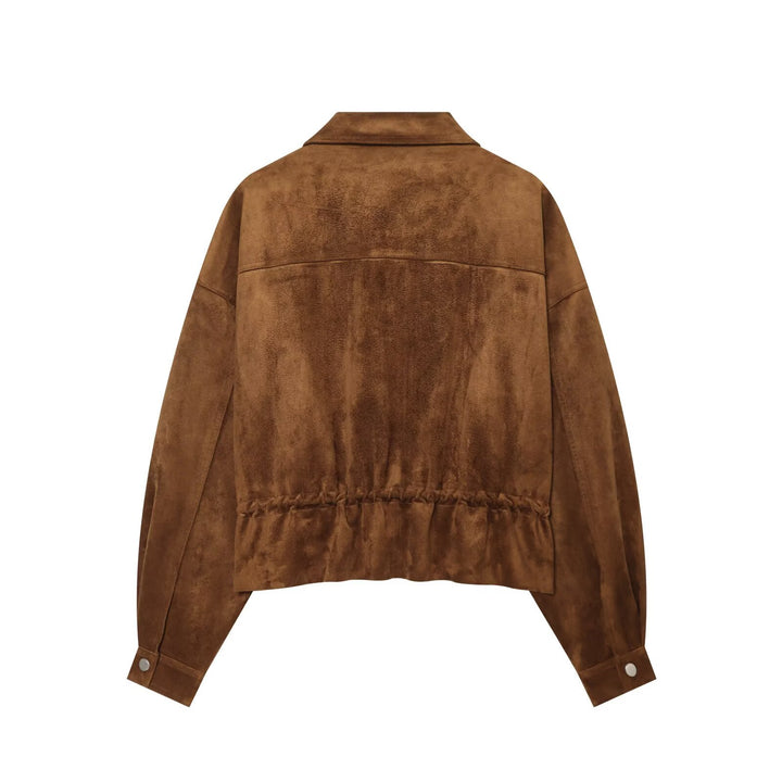 Damen Veloursleder-Optik Bomberjacke mit Tunnelzug und Brustklappen Echo Archiv
