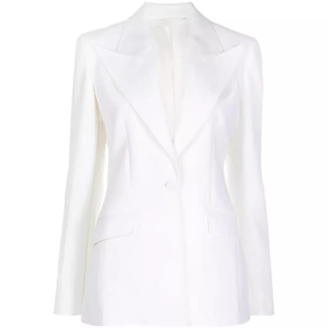 Damen Eleganter Einreihiger Maßgeschneiderter Blazer mit taillierter Schnittführung und weiter Palazzohose Echoarchiv