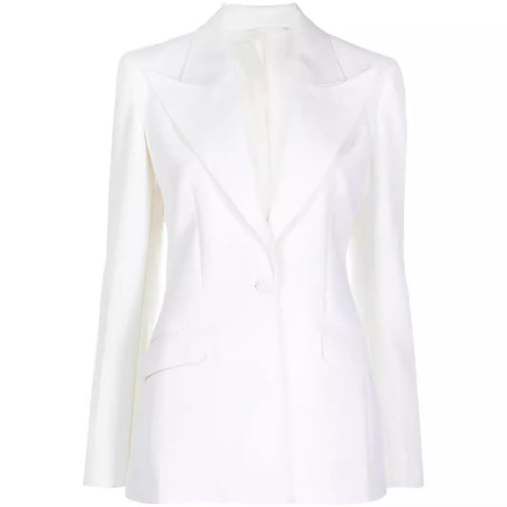 Damen Eleganter Einreihiger Maßgeschneiderter Blazer mit taillierter Schnittführung und weiter Palazzohose Echoarchiv
