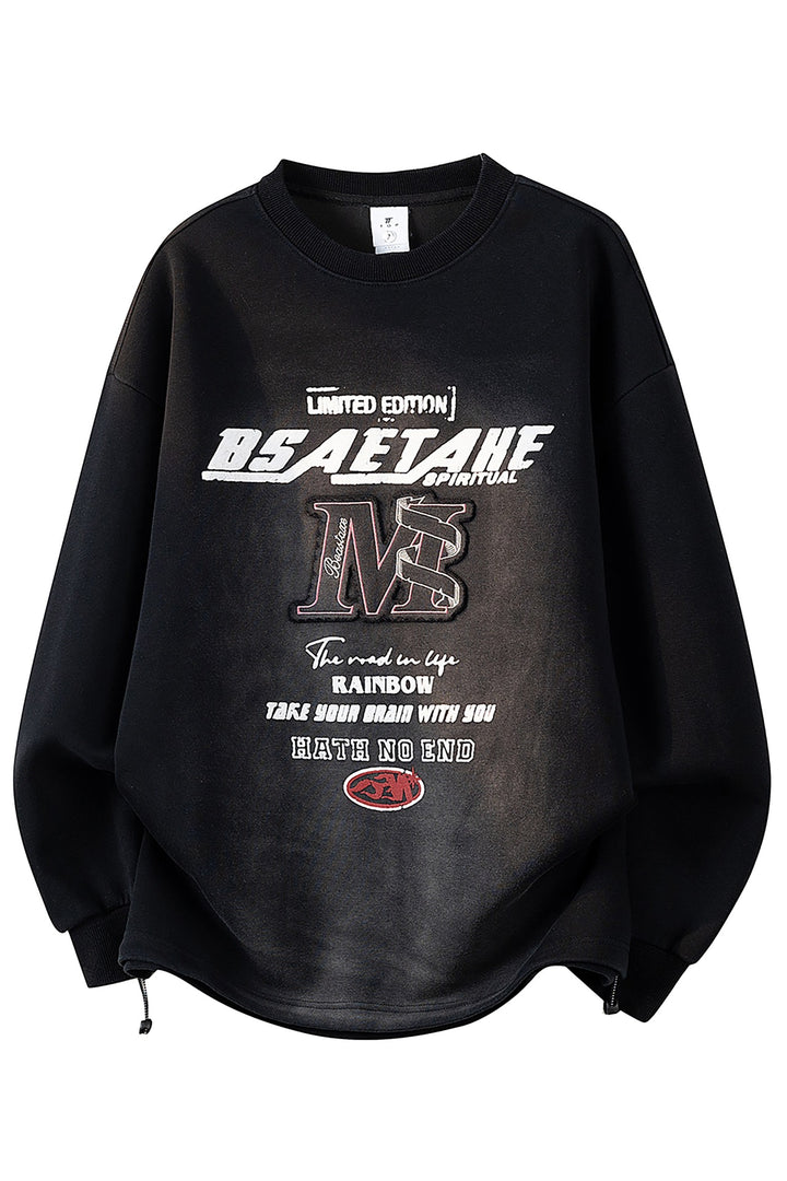 Herren Oversize Sweatshirt mit Allover-Print, Rundhalsausschnitt & Tunnelzugsaum Echoarchiv