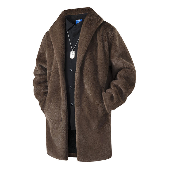Herren Langer Kunstfell-Mantel mit Oversize-Schnitt und Schalkragen Echo Archiv