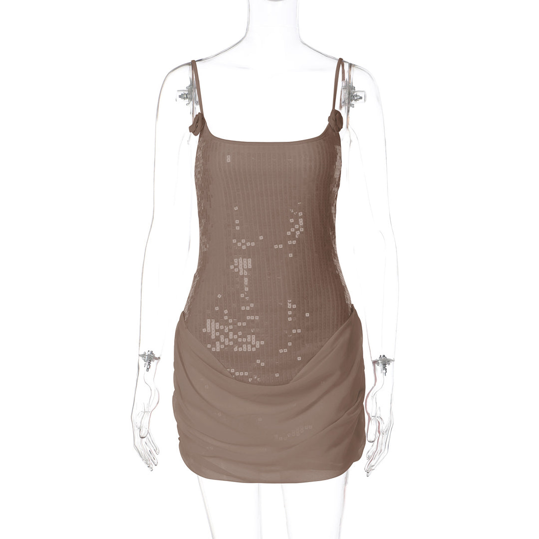 Damen Elegantes Minikleid mit Pailletten und Raffungen Echo Archiv