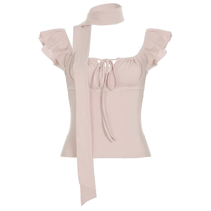 Damen elegantes Oberteil mit verspieltem Schlangendesign und bunten Rüschendetails Echo Archiv