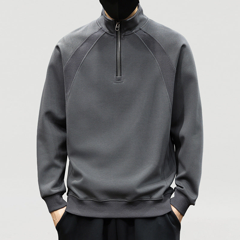 Herren Oversize-Halbzip-Sweatshirt mit hohem Stehkragen, Raglanärmeln & gerippten Abschlüssen Echoarchiv