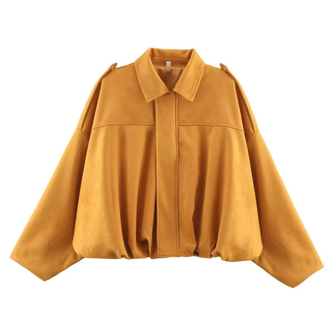 Damen nan Oversize-Kurzjacke mit Ballon-Saum, Schulterpatten und verdeckter Frontleiste Echo Archiv