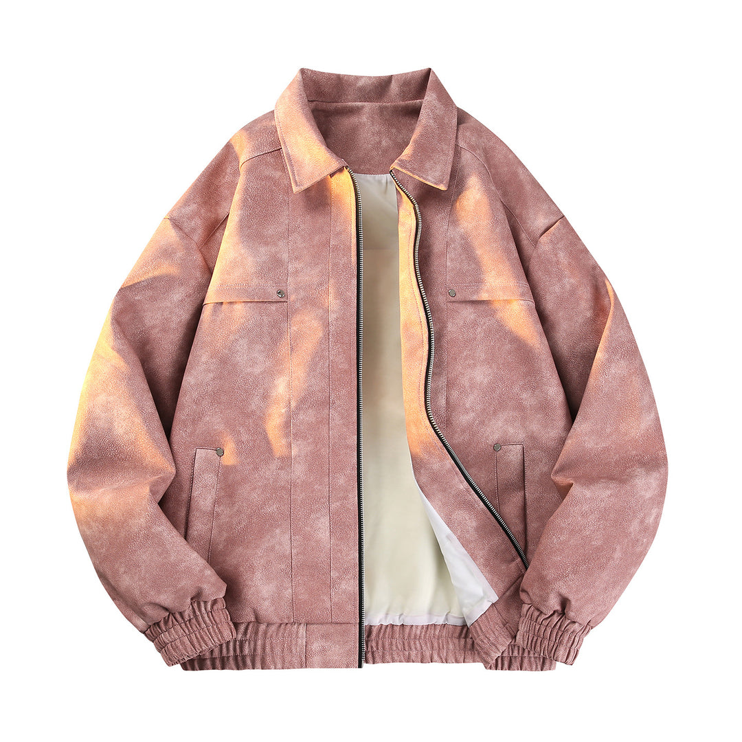 Herren Vintage‑inspirierte Velours‑Optik Übergangsjacke mit Zwei‑Wege‑Reißverschluss, elastischem Saum & Pattentaschen Echoarchiv