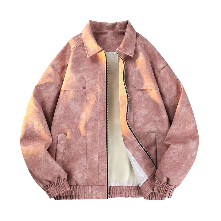 Herren Vintage‑inspirierte Velours‑Optik Übergangsjacke mit Zwei‑Wege‑Reißverschluss, elastischem Saum & Pattentaschen Echoarchiv