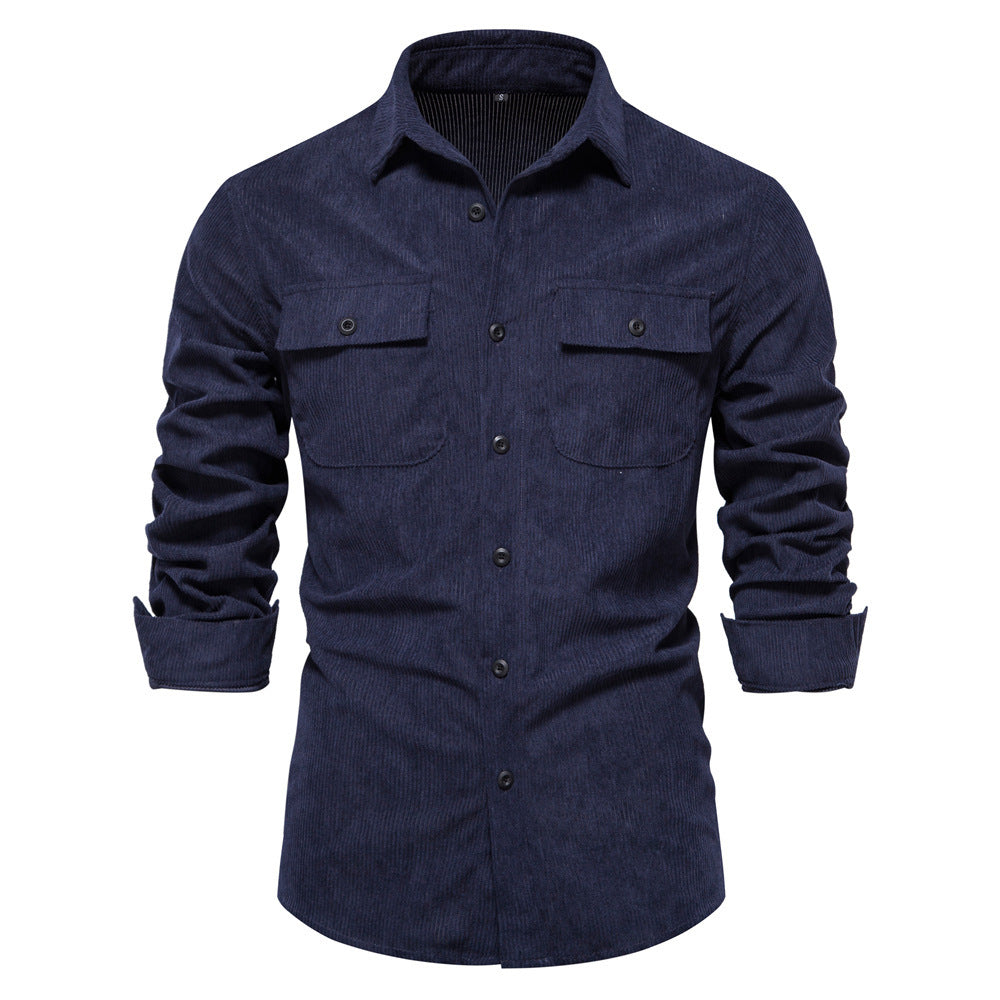 Herren nan feines Cord-Übershirt mit Brustpatten, durchgehender Knopfleiste und körpernaher Silhouette Echo Archiv