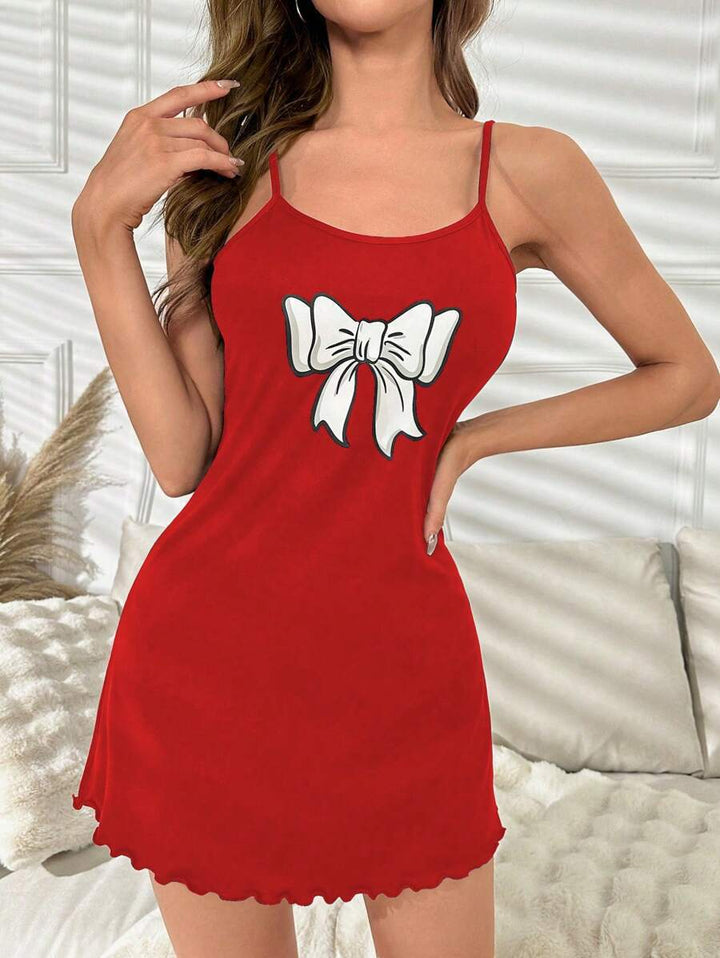 Damen Nachtwäsche Kleid mit auffälligem Kartenspiel-Motiv und verführerischem Saum Echo Archiv