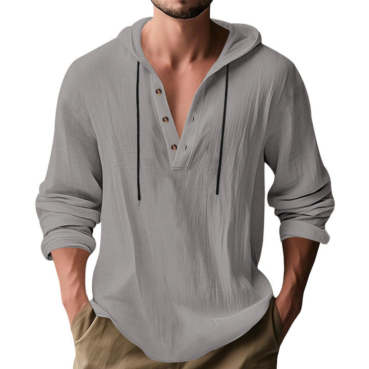 Herren lässiges Langarm-Hoodie mit Knopfleiste und Echoarchivrnem Schnitt Echoarchiv