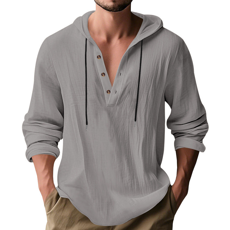 Herren nan lässiges Kapuzenshirt mit Knopfleiste und schmaler Passform Echo Archiv