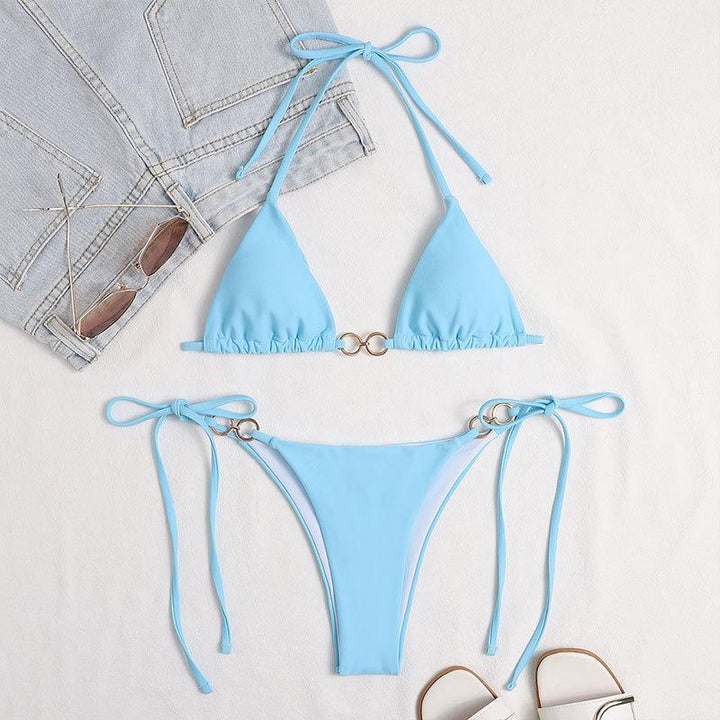 Damen Triangel-Bikini-Set mit raffinierten Rüschendetails und goldenen Akzenten Echo Archiv