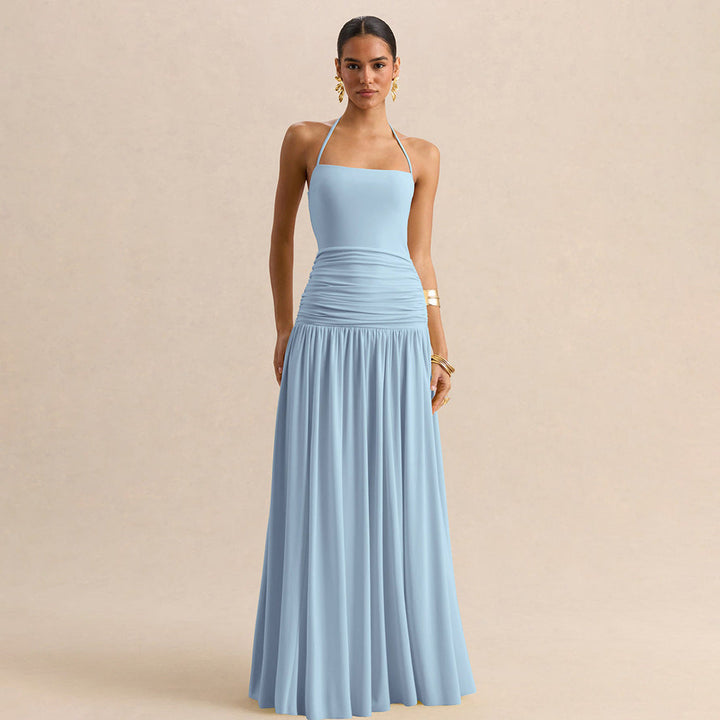Damen Maxikleid mit Raffungen und schulterfreiem Design Echoarchiv