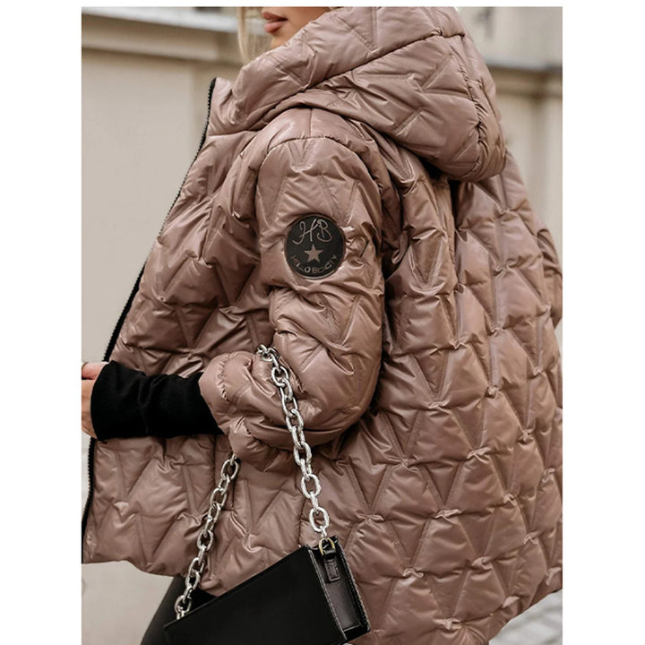 Damen nan kurze gesteppte Wattierte Steppjacke mit Hochkragen Wet-Look und Rippbündchen Echo Archiv