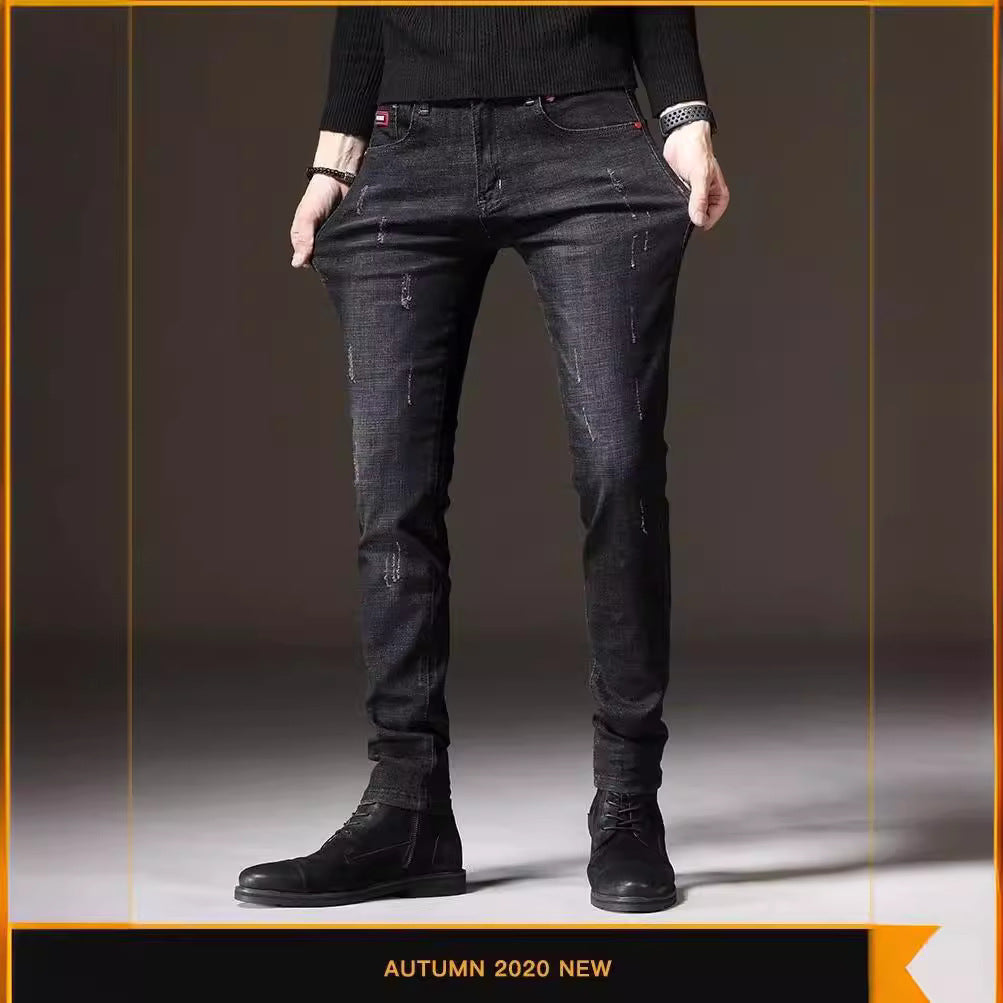 Herren Skinny Jeans mit modischen Abrieb-Effekten und elastischem Baumwollmix Echoarchiv