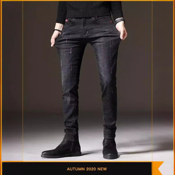 Herren Skinny Jeans mit modischen Abrieb-Effekten und elastischem Baumwollmix Echoarchiv