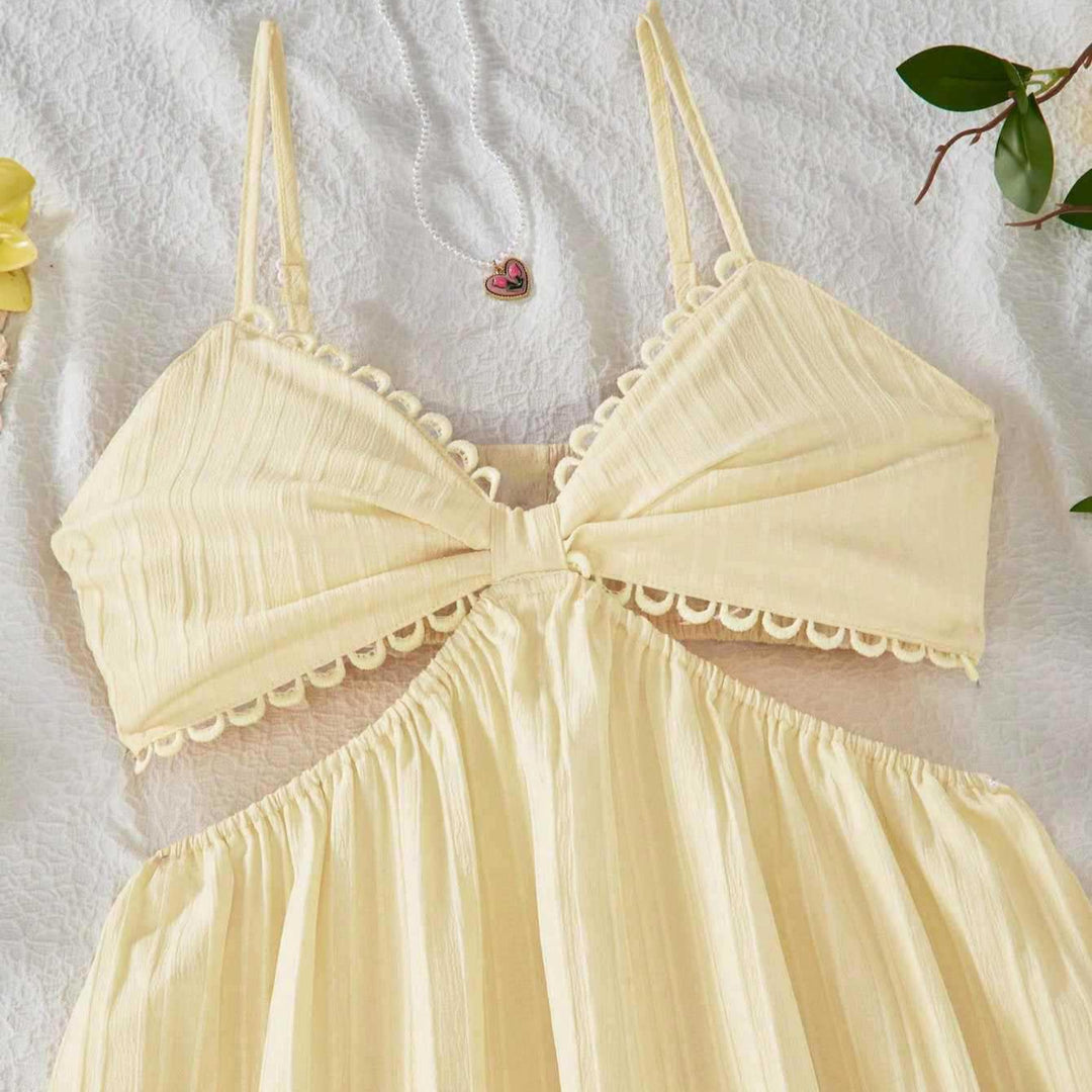 Damen Maxikleid mit zarten Rüschen und verstellbaren Spaghettiträgern Echo Archiv