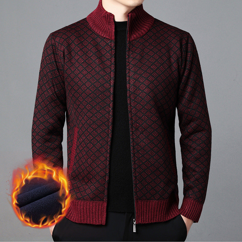 Herren Strickjacke mit hohem Kragen und innovativem Muster Echoarchiv