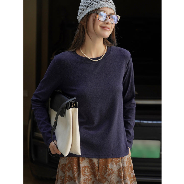 Damen Feines Longsleeve aus Bio-Baumwolljersey mit Rundhalsausschnitt und geradem Saum Echoarchiv