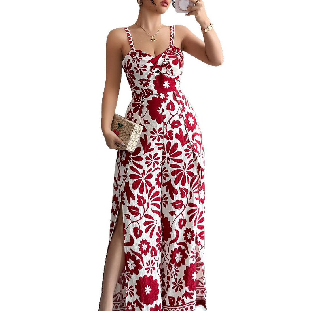 Damen Maxikleid mit tiefem Schlitz und floralem Muster Echo Archiv