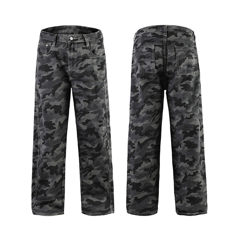 Herren Relaxed-Fit Camouflage-Denimhose mit extra weitem Bein Echo Archiv
