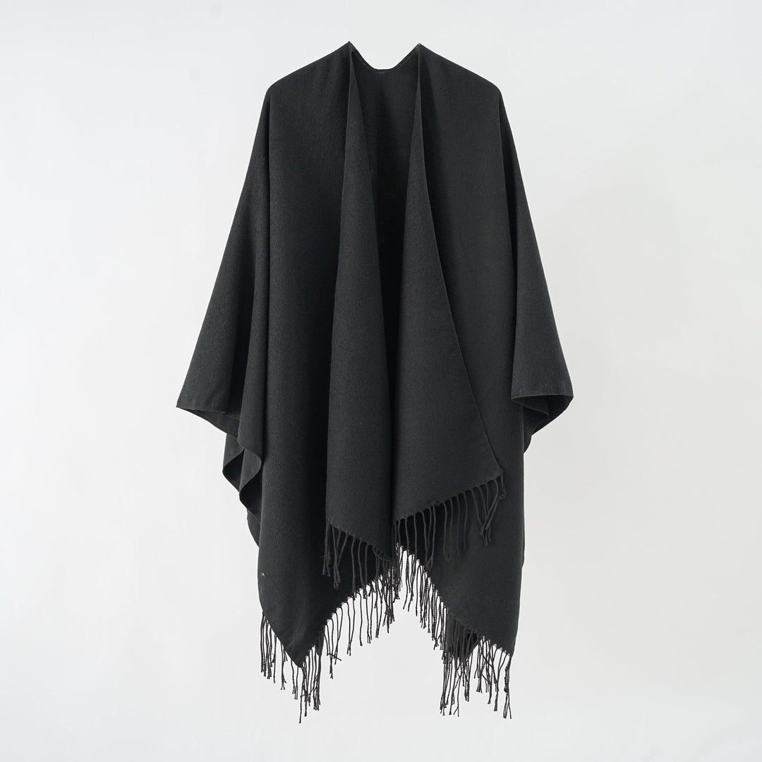 Damen Modischer Fransen-Poncho Aus Weichem Material mit Luxuriösem Fall Echoarchiv
