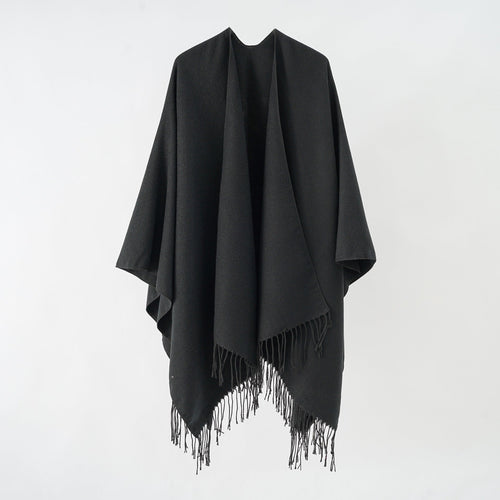 Damen Modischer Fransen-Poncho Aus Weichem Material mit Luxuriösem Fall Echoarchiv
