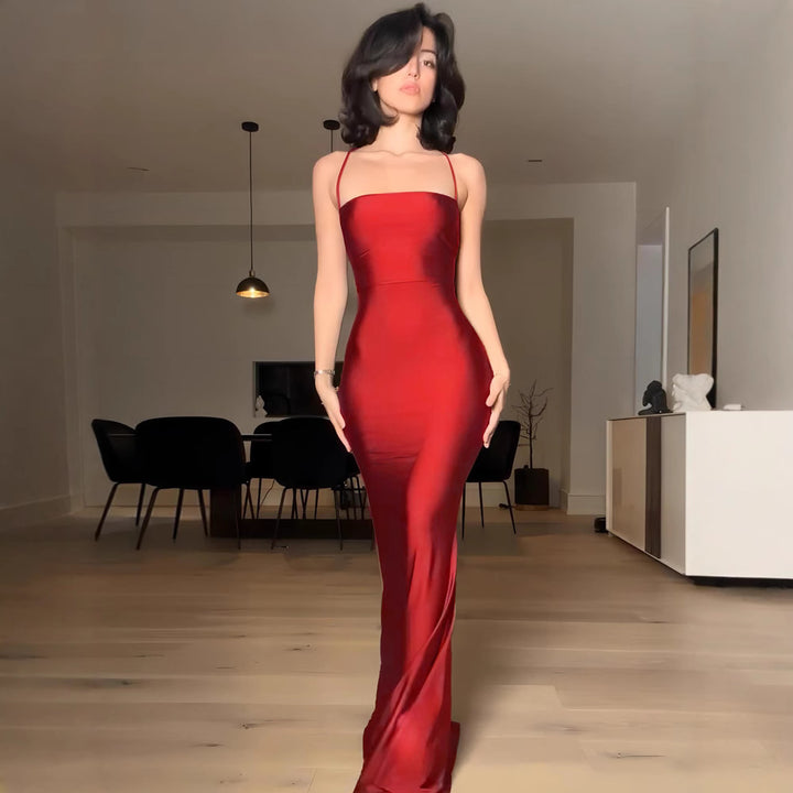 Damen Maxi-Kleid mit schmalem Trägerdesign und fließendem Schnitt Echo Archiv