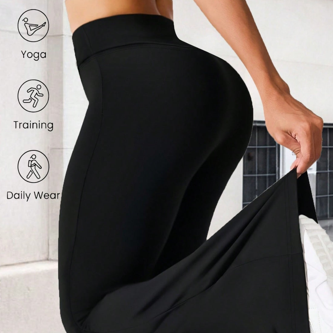 Damen Sportliche Hochbund Leggings und asymmetrisches Crop-Top Set – Orélia