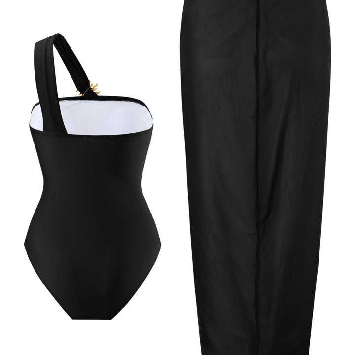 Damen einseitiger Badeanzug mit elegantem Wickelrock Echo Archiv