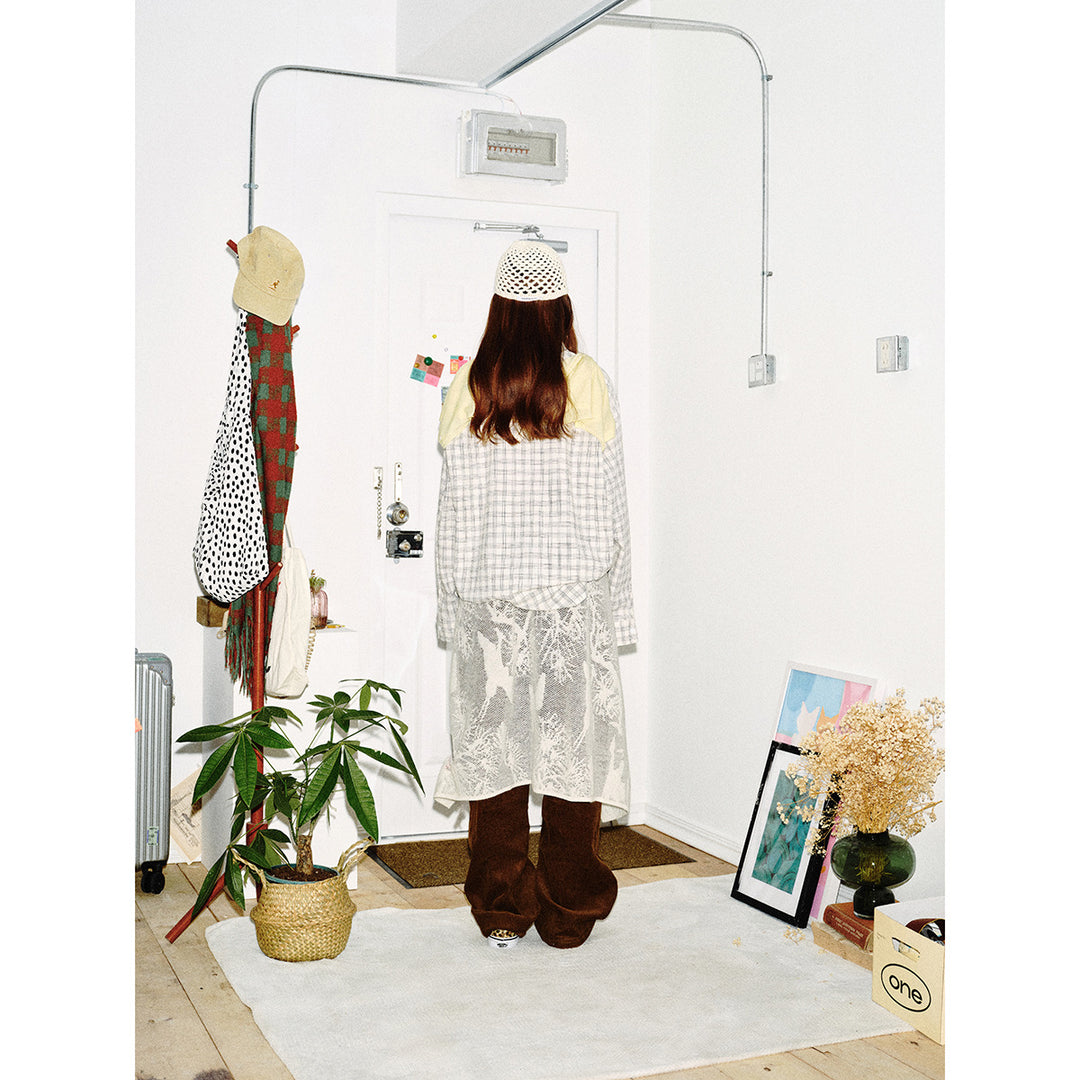Damen Oversize-Hemd aus Leinen‑Baumwoll‑Mix mit feinem Karomuster Echoarchiv