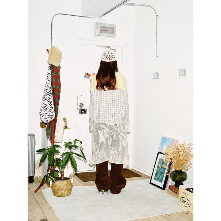 Damen Oversize-Hemd aus Leinen‑Baumwoll‑Mix mit feinem Karomuster Echoarchiv