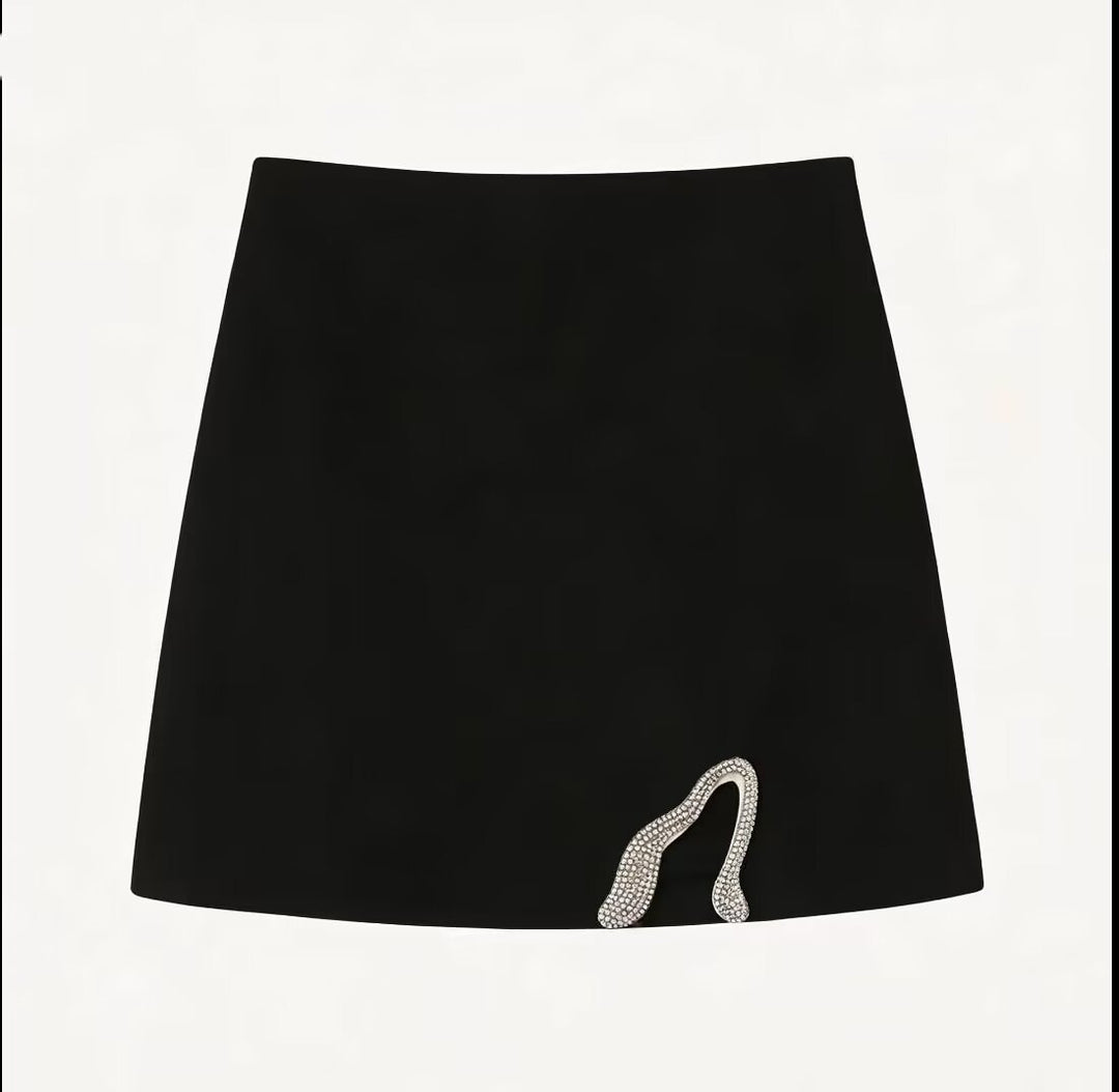 Damen Crop-Top und Mini-Rock Set mit dekorativem Detail Echo Archiv