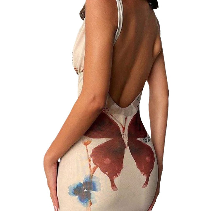 Damen Maxikleid mit tiefem V-Ausschnitt und floralem Design Echo Archiv
