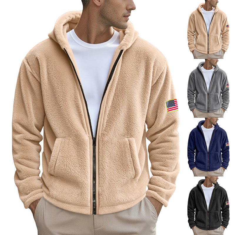 Herren gemütlicher Kapuzenpullover aus weichem Fleece mit bequemem Schnitt Echoarchiv