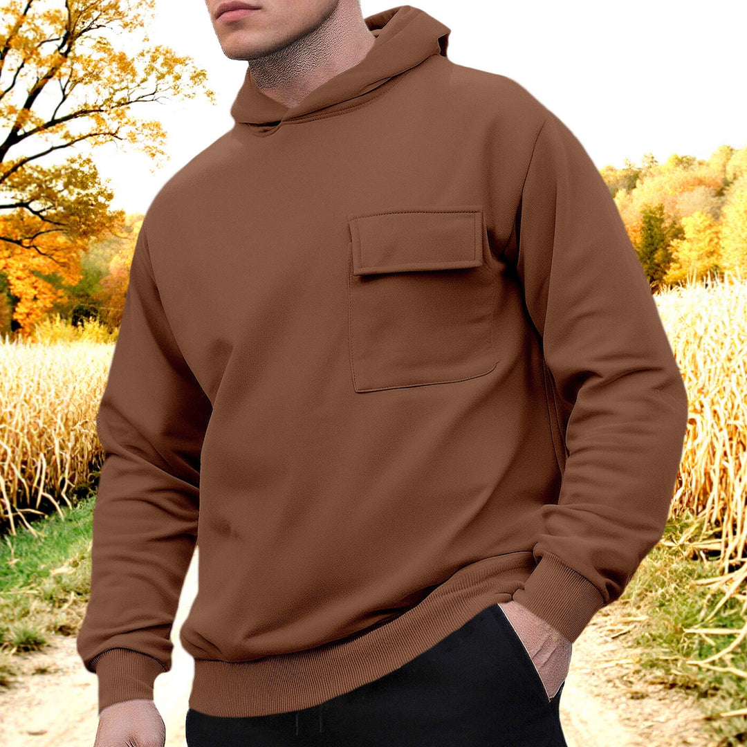 Herren bequemer Kapuzenpullover mit praktischer Brusttasche Echoarchiv