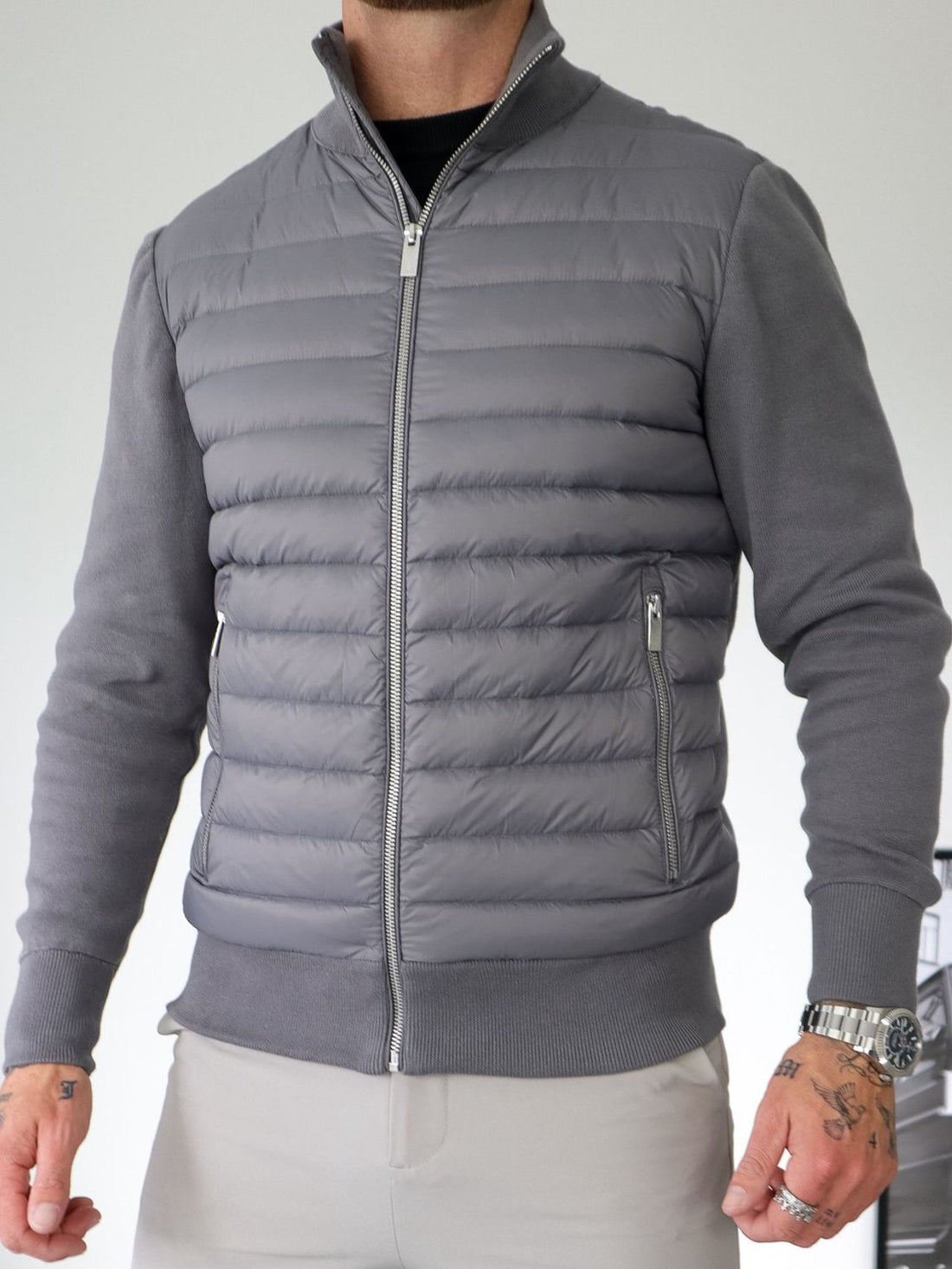 Herren Modische Steppjacke mit hohem Kragen – Taviero