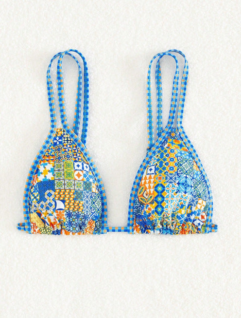 Damen Triangel-Bikini mit mehrfarbigem Patchwork-Muster Echo Archiv