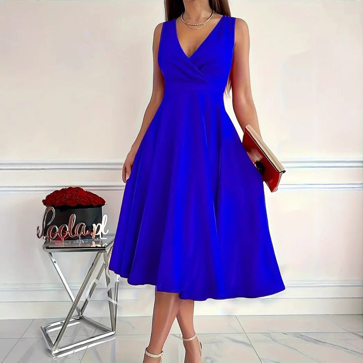 Damen elegantes A-Linie Wickelkleid mit V-Ausschnitt Echoarchiv