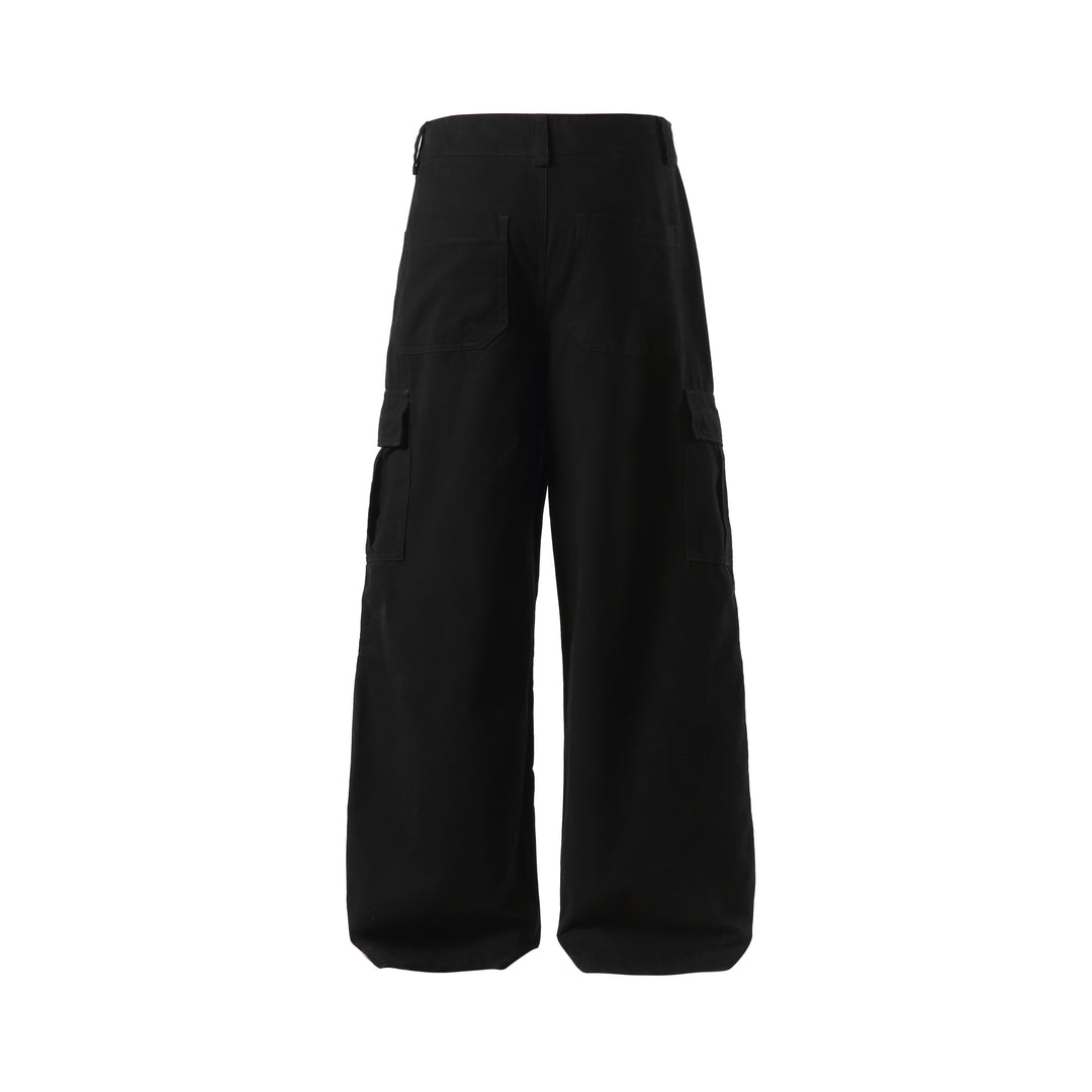 Damen Weite Cargo-Culotte mit hoher Taille, tiefem Schritt und funktionalen Pattentaschen Echoarchiv