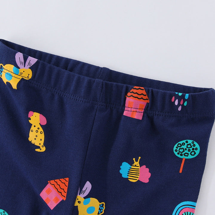 Mädchen Leggings mit buntem Tier- und Hausmuster Echo Archiv
