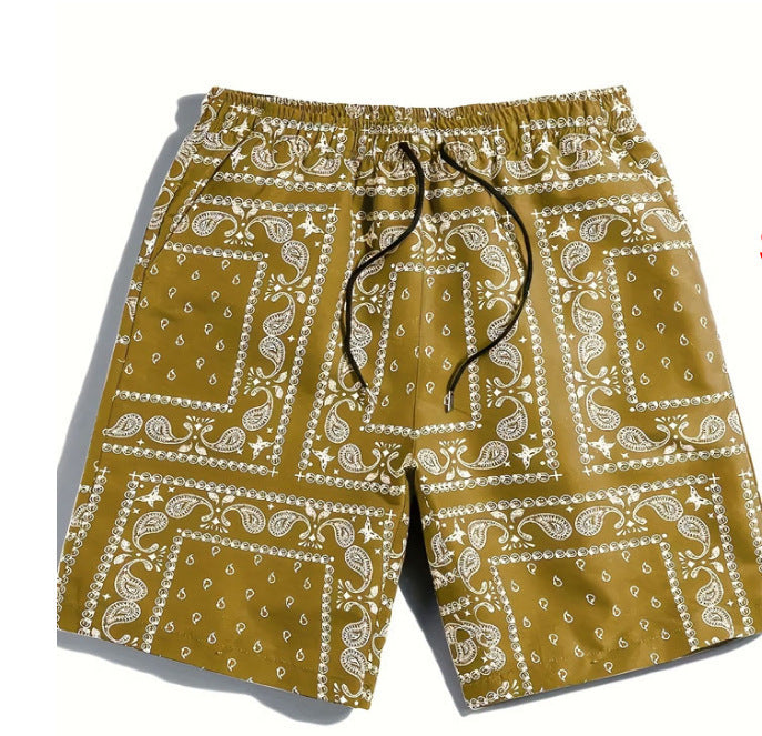 Herren Badeshorts aus atmungsaktivem Material mit modernem Paisleymuster Echoarchiv